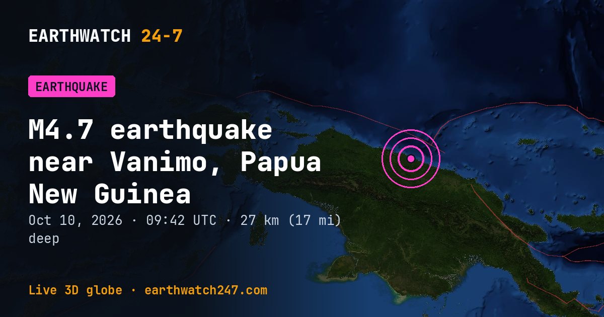 Map: the earthquake near Vanimo, Papua New Guinea, with plate boundaries