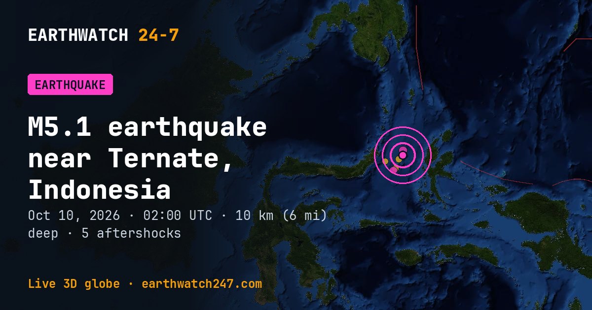 Map: the earthquake near Ternate, Indonesia, with plate boundaries