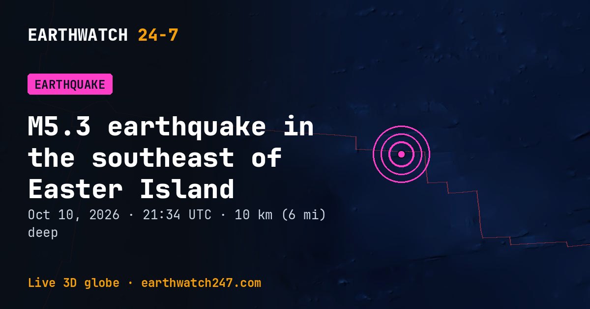 Map: the earthquake in the southeast of Easter Island, with plate boundaries