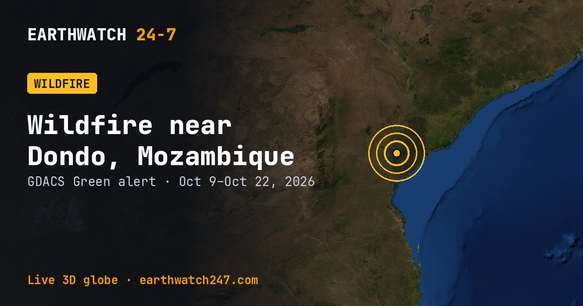 Map: Wildfire near Dondo, Mozambique
