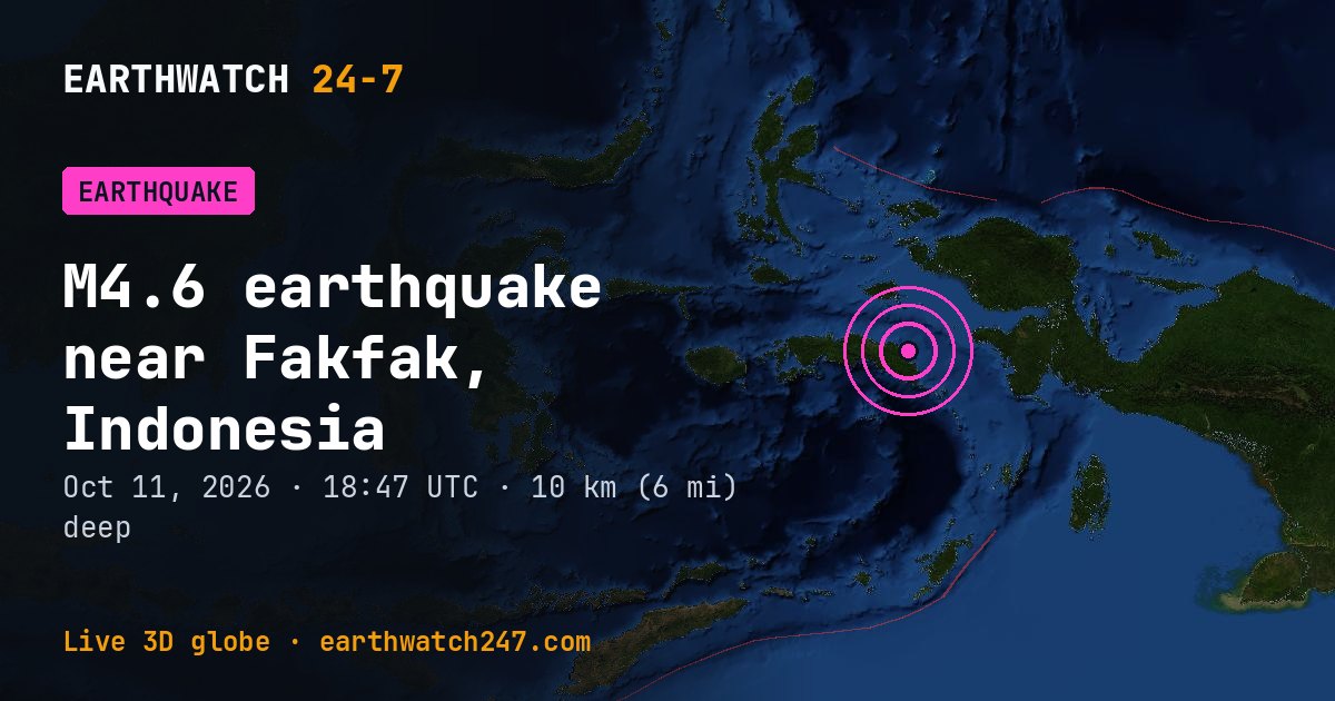 Map: the earthquake near Fakfak, Indonesia, with plate boundaries