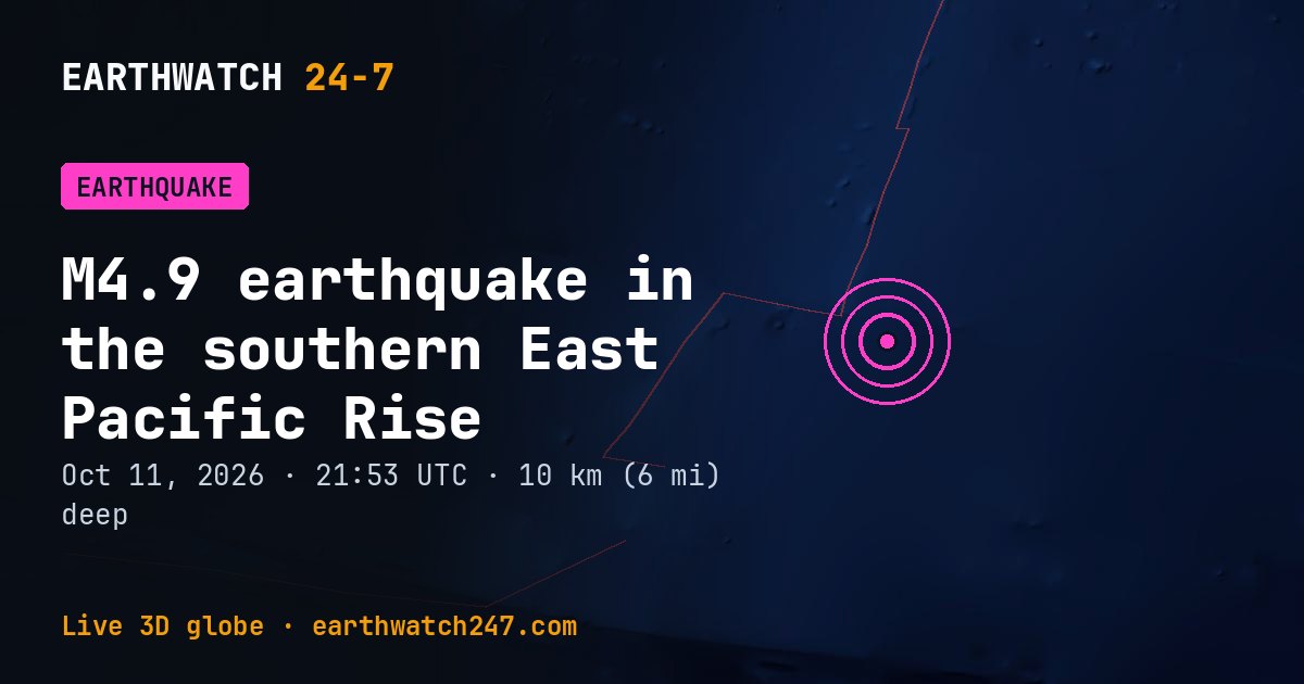 Map: the earthquake in the southern East Pacific Rise, with plate boundaries