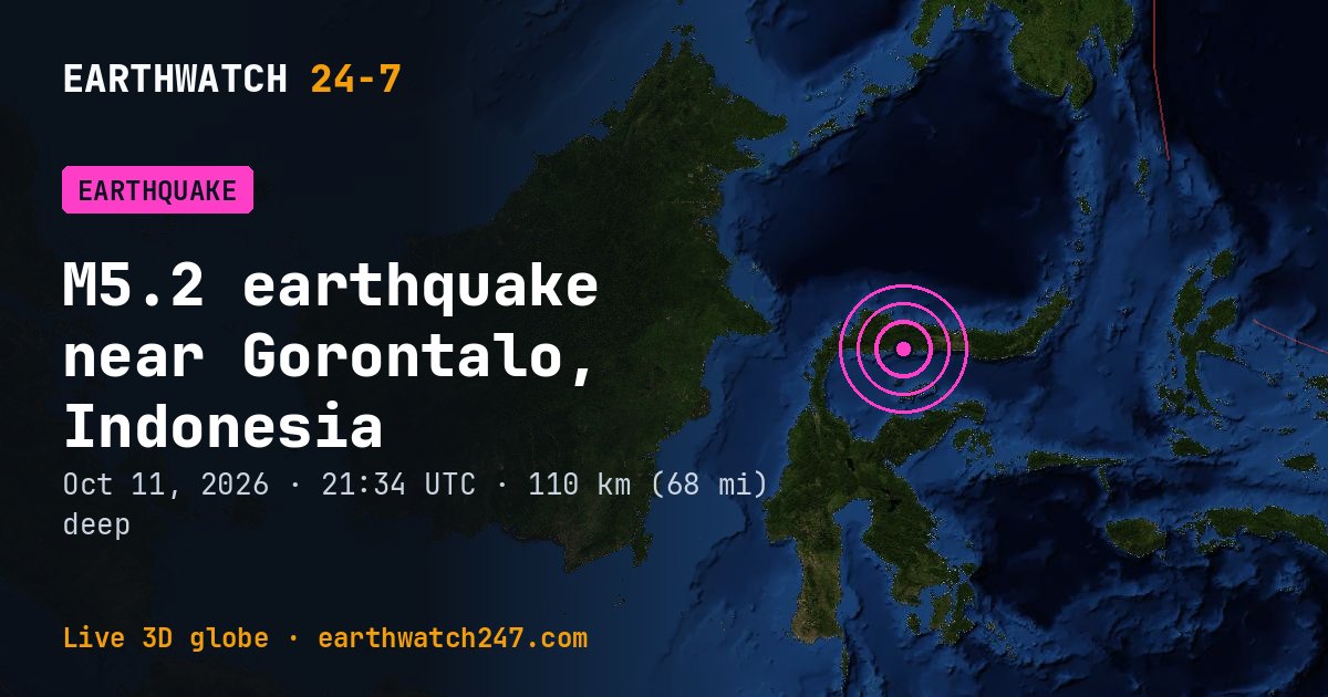 Map: the earthquake near Gorontalo, Indonesia, with plate boundaries