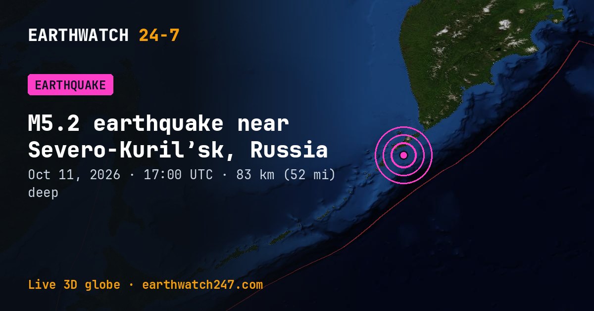 Map: the earthquake near Severo-Kuril’sk, Russia, with plate boundaries