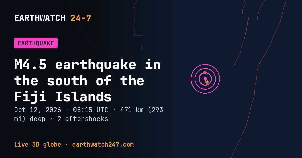 Map: the earthquake in the south of the Fiji Islands, with plate boundaries