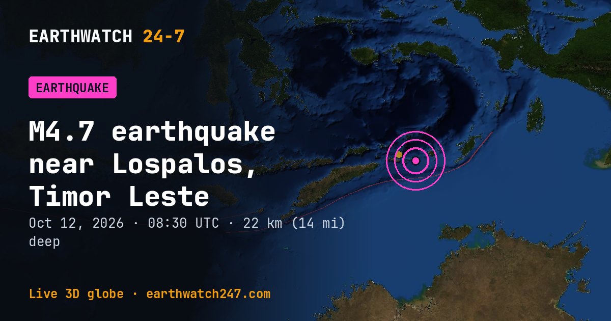 Map: the earthquake near Lospalos, Timor Leste, with plate boundaries