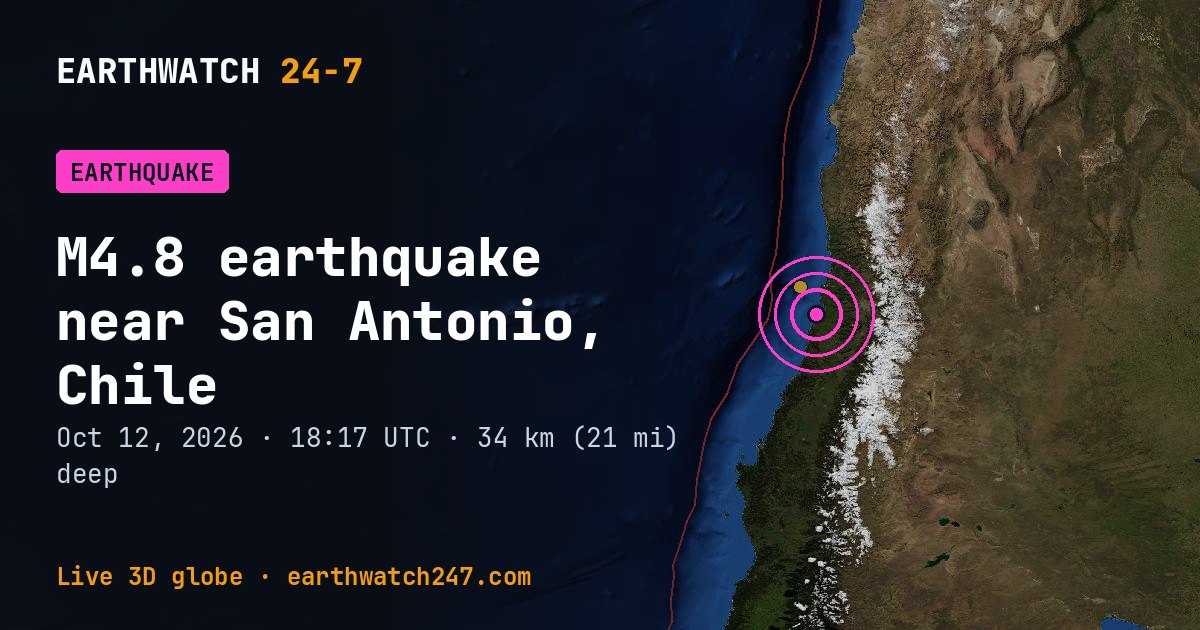 Map: the earthquake near San Antonio, Chile, with plate boundaries