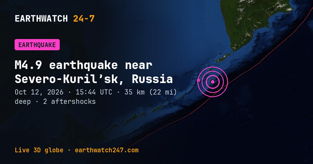 Map: the earthquake near Severo-Kuril’sk, Russia, with plate boundaries