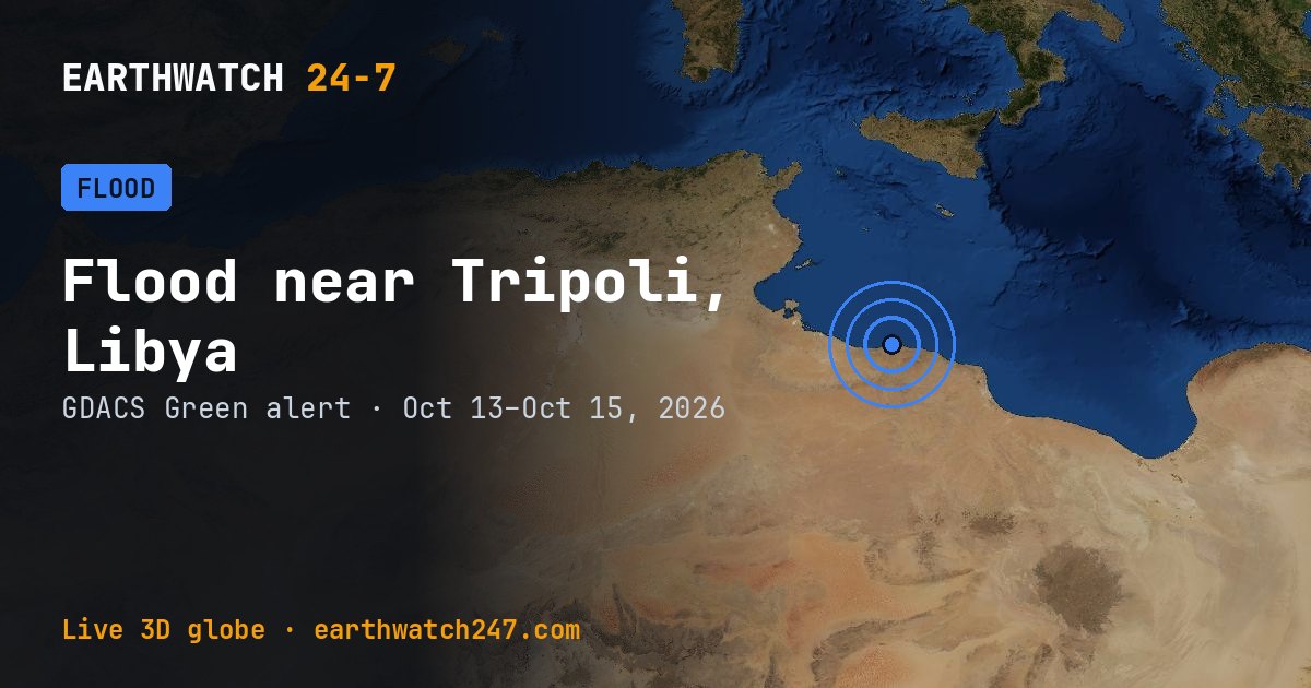 Map: Flood near Tripoli, Libya