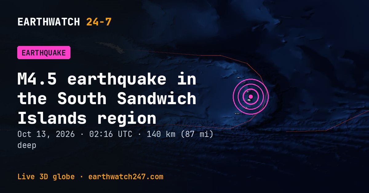 Map: the earthquake in the South Sandwich Islands region, with plate boundaries