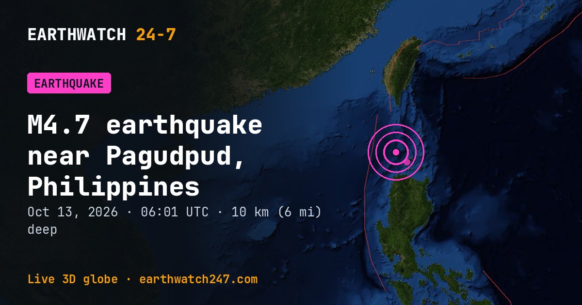 Map: the earthquake near Pagudpud, Philippines, with plate boundaries