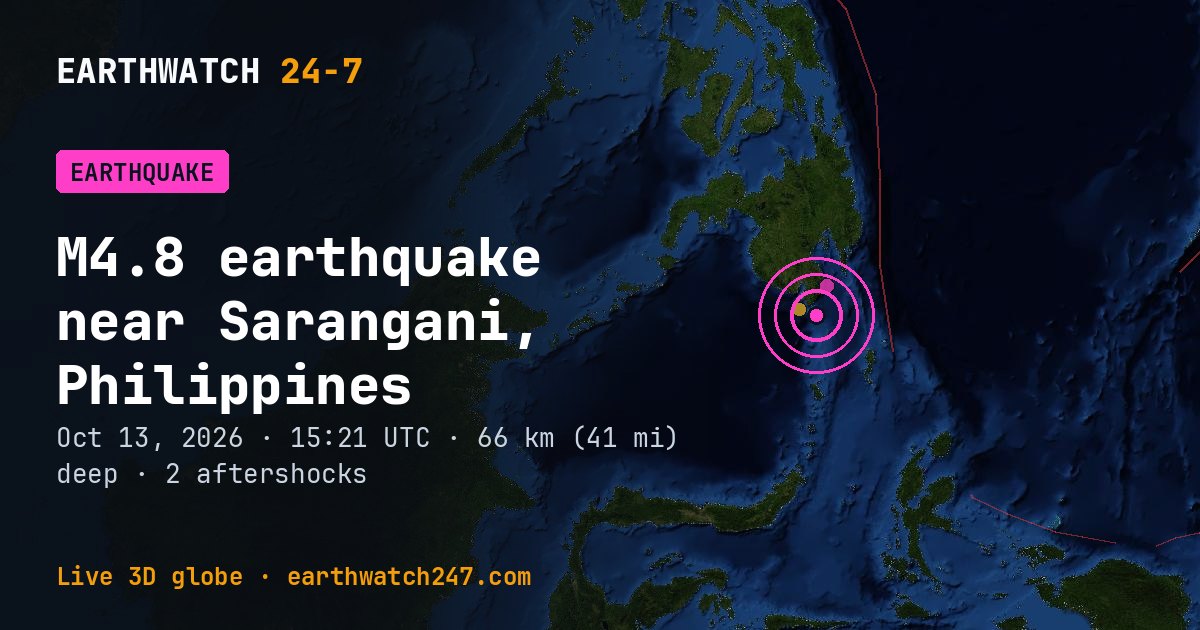 Map: the earthquake near Sarangani, Philippines, with plate boundaries