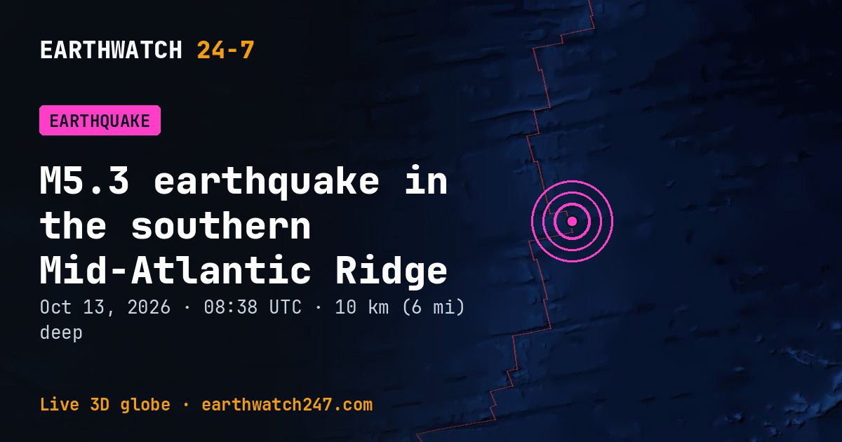 Map: the earthquake in the southern Mid-Atlantic Ridge, with plate boundaries