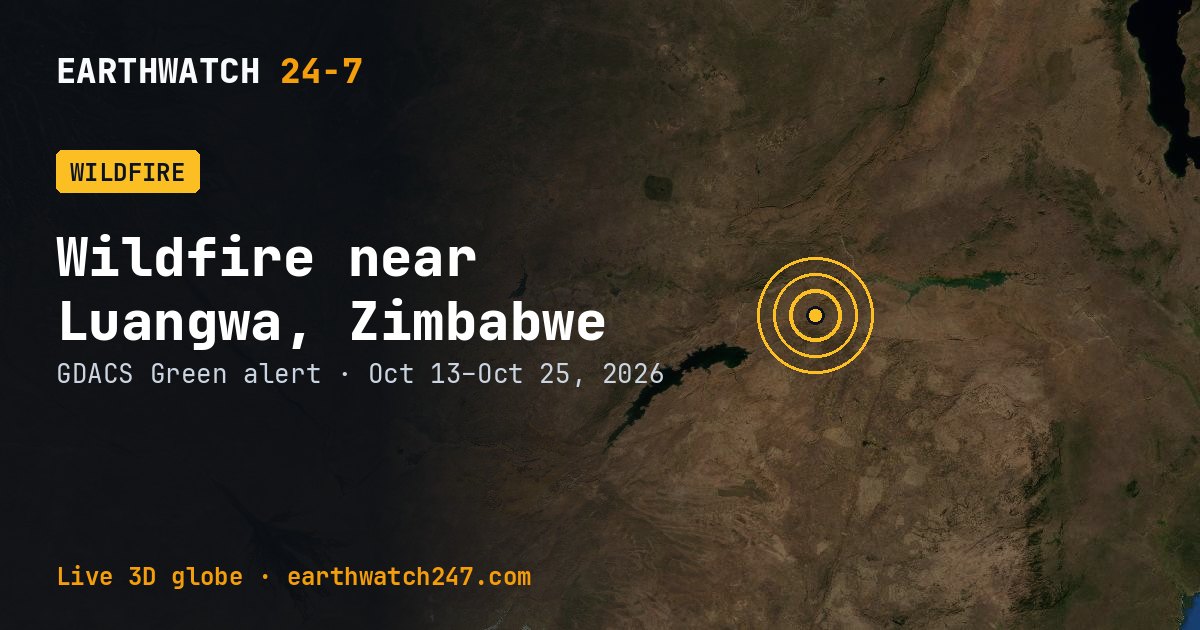 Map: Wildfire near Luangwa, Zimbabwe