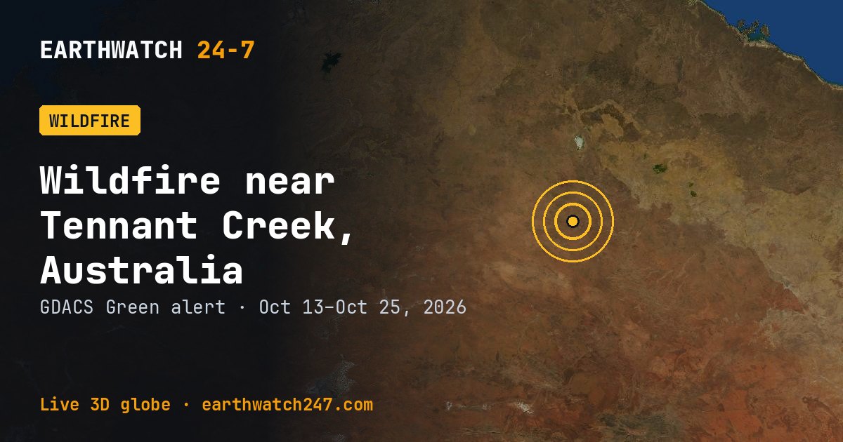 Map: Wildfire near Tennant Creek, Australia