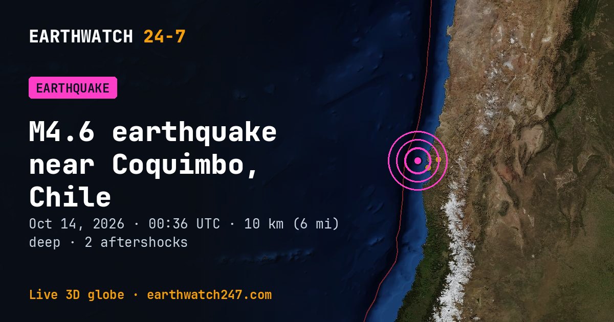 Map: the earthquake near Coquimbo, Chile, with plate boundaries