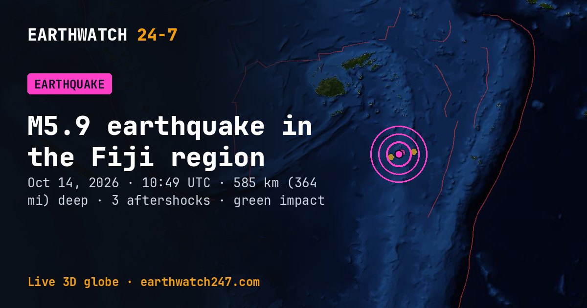 Map: the earthquake in the Fiji region, with plate boundaries
