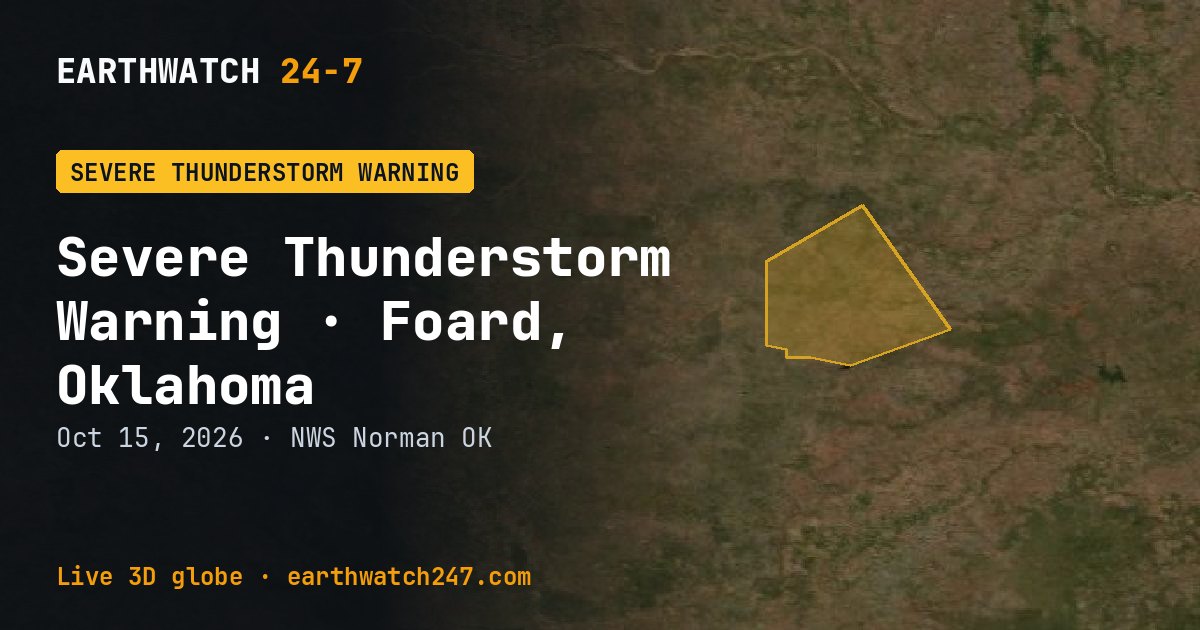 Map: Severe Thunderstorm Warning: Foard, Texas, Hardeman, Texas and Knox, Texas