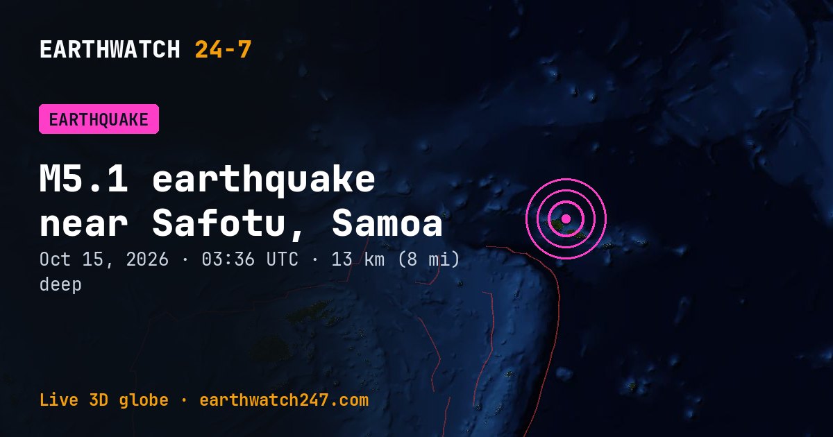 Map: the earthquake near Safotu, Samoa, with plate boundaries