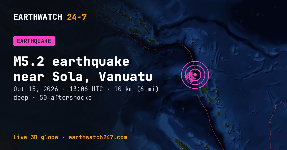 Map: the earthquake near Sola, Vanuatu, with plate boundaries