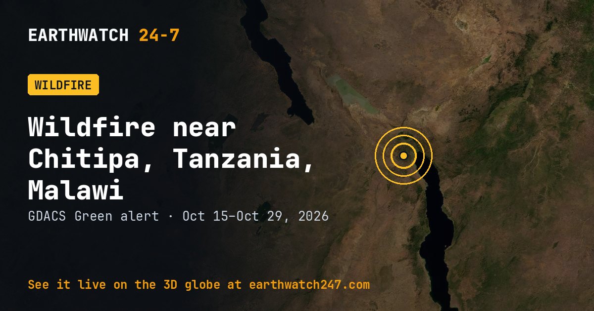 Map: Wildfire near Chitipa, Tanzania, Malawi