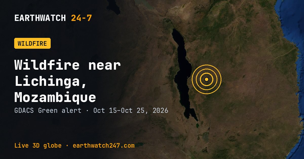 Map: Wildfire near Lichinga, Mozambique