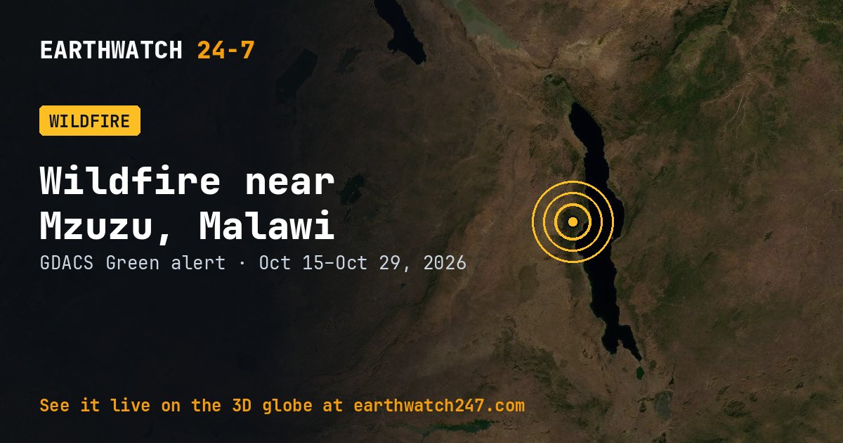 Map: Wildfire near Mzuzu, Malawi
