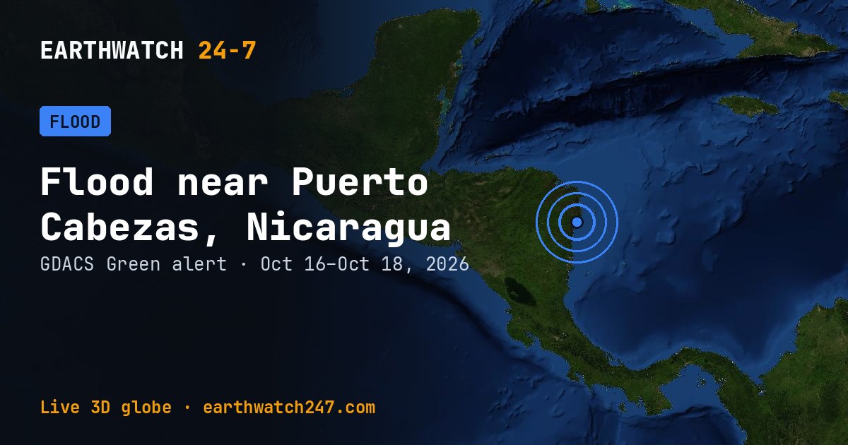 Map: Flood near Puerto Cabezas, Nicaragua