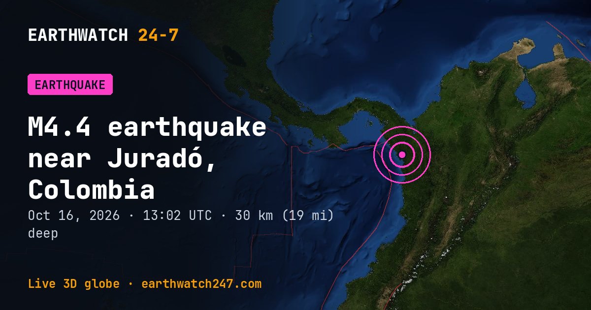 Map: the earthquake near Juradó, Colombia, with plate boundaries
