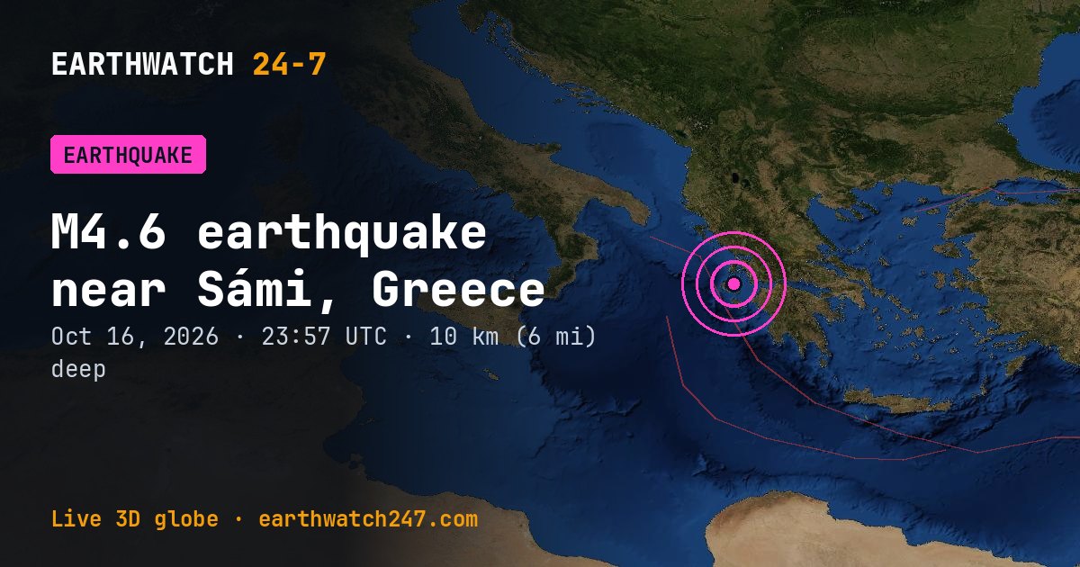 Map: the earthquake near Sámi, Greece, with plate boundaries