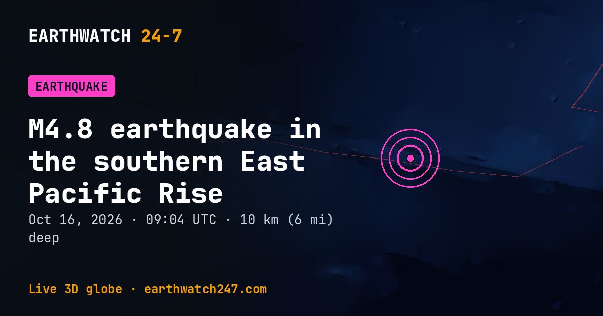 Map: the earthquake in the southern East Pacific Rise, with plate boundaries
