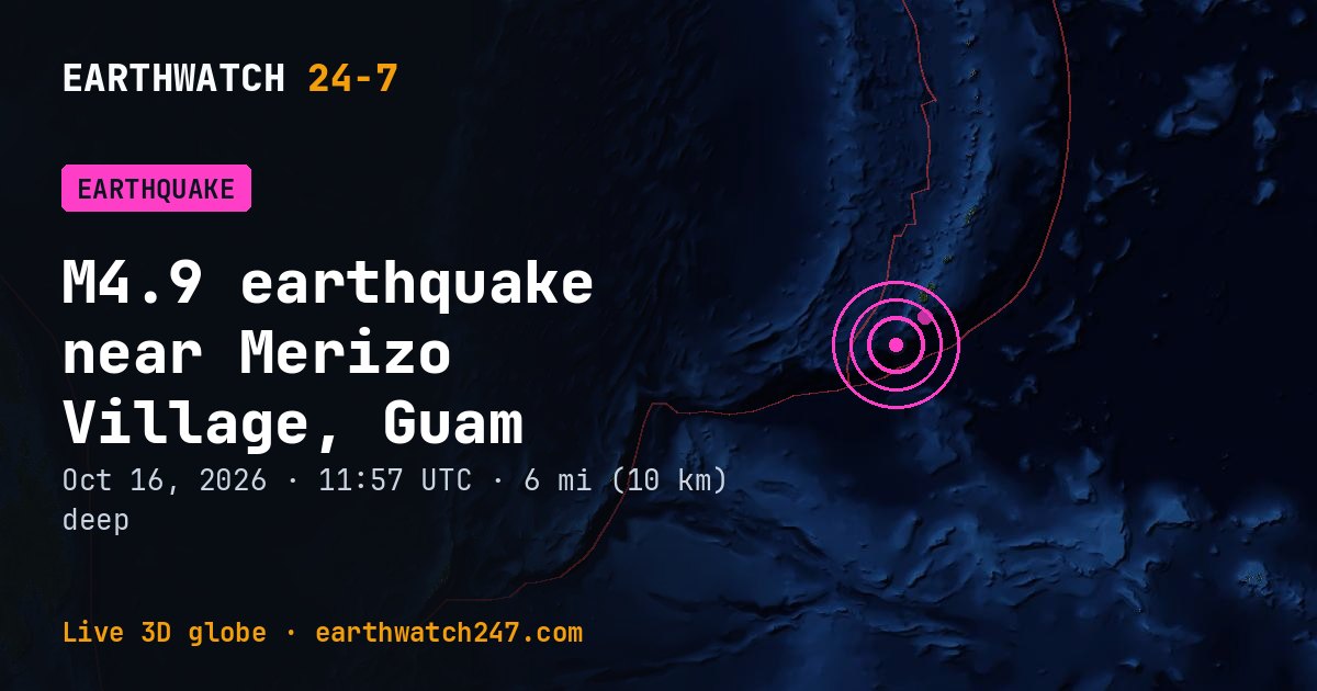 Map: the earthquake near Merizo Village, Guam, with plate boundaries