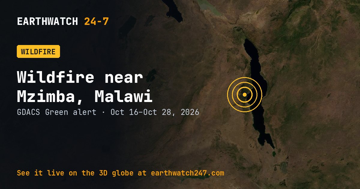 Map: Wildfire near Mzimba, Malawi