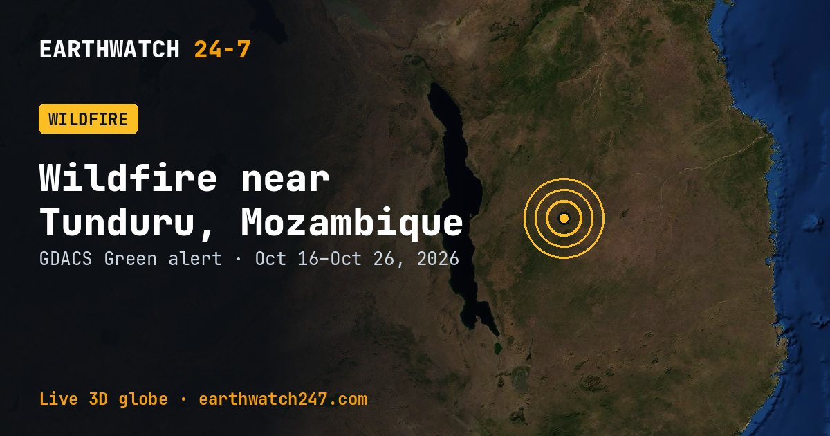Map: Wildfire near Tunduru, Mozambique