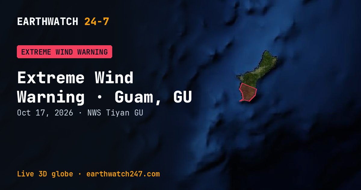 Map: Extreme Wind Warning: Guam, GU