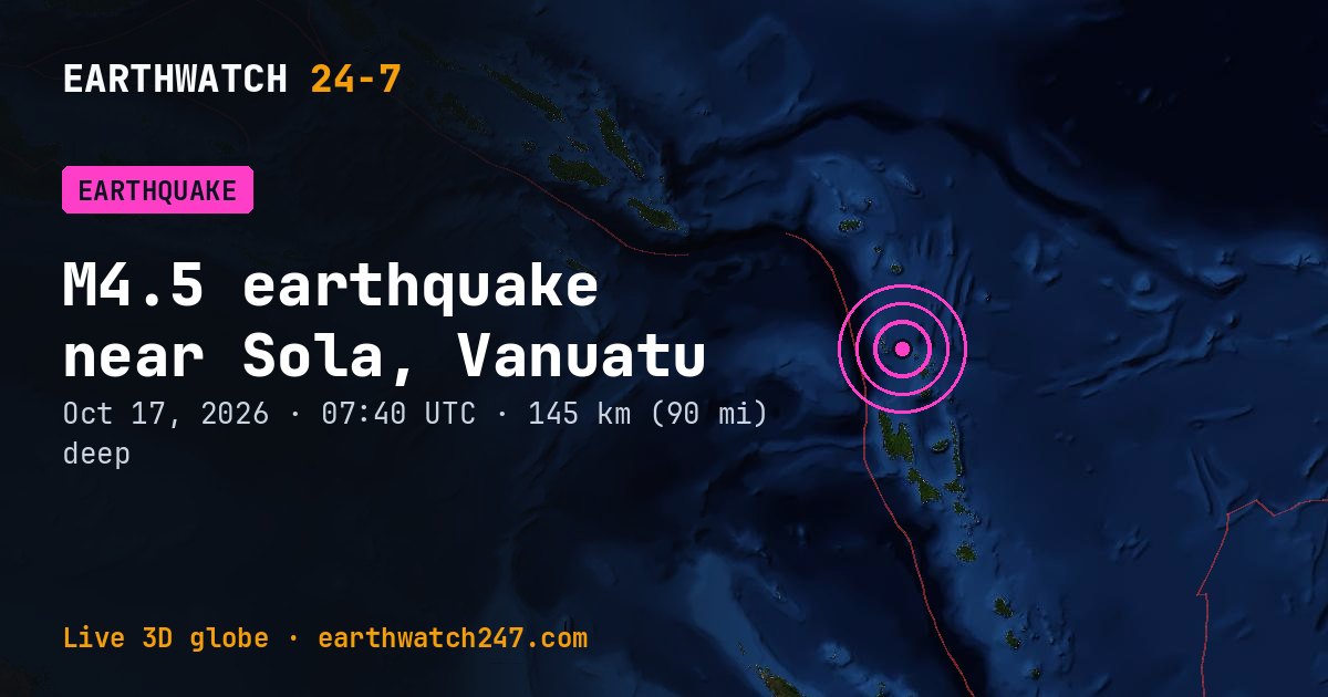 Map: the earthquake near Sola, Vanuatu, with plate boundaries