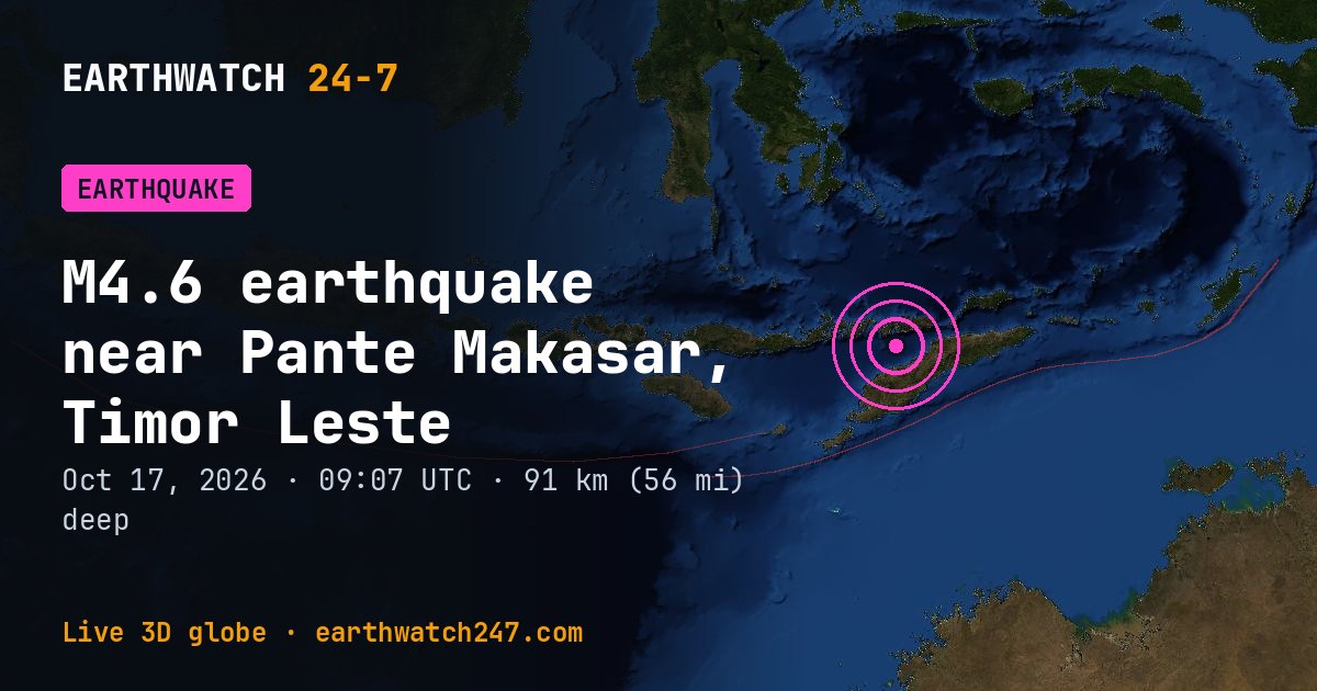 Map: the earthquake near Pante Makasar, Timor Leste, with plate boundaries