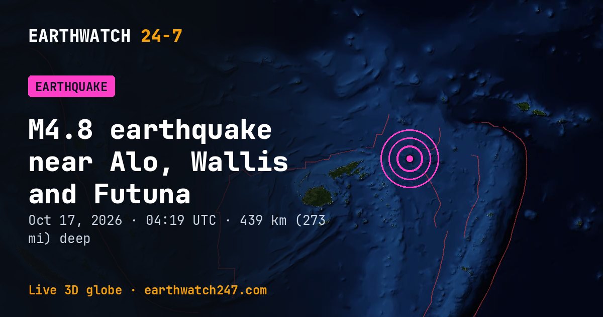 Map: the earthquake near Alo, Wallis and Futuna, with plate boundaries