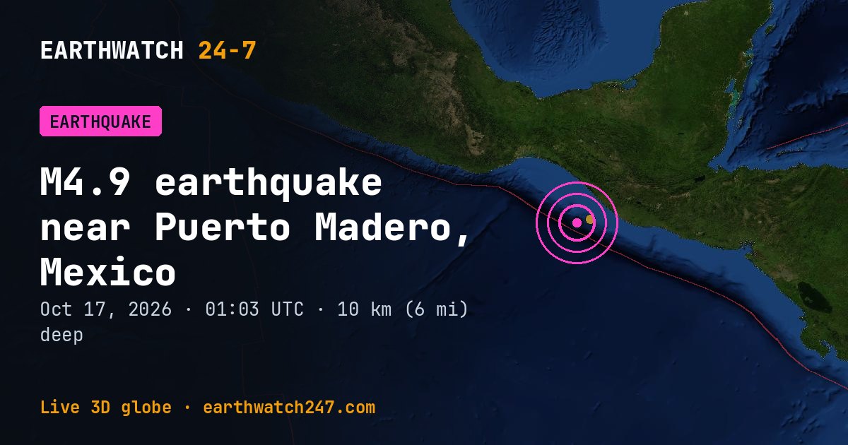 Map: the earthquake near Puerto Madero, Mexico, with plate boundaries