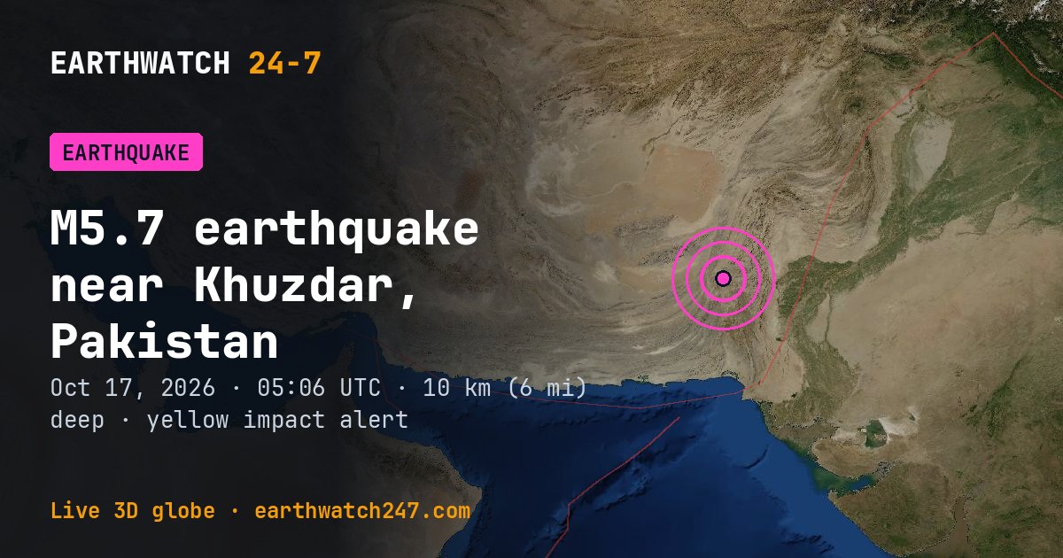 Map: the earthquake near Khuzdar, Pakistan, with plate boundaries