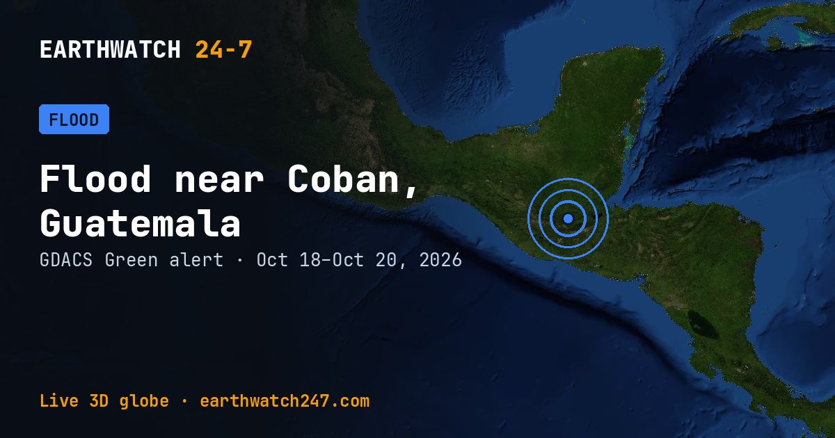 Map: Flood near Coban, Guatemala