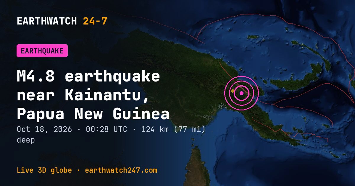 Map: the earthquake near Kainantu, Papua New Guinea, with plate boundaries