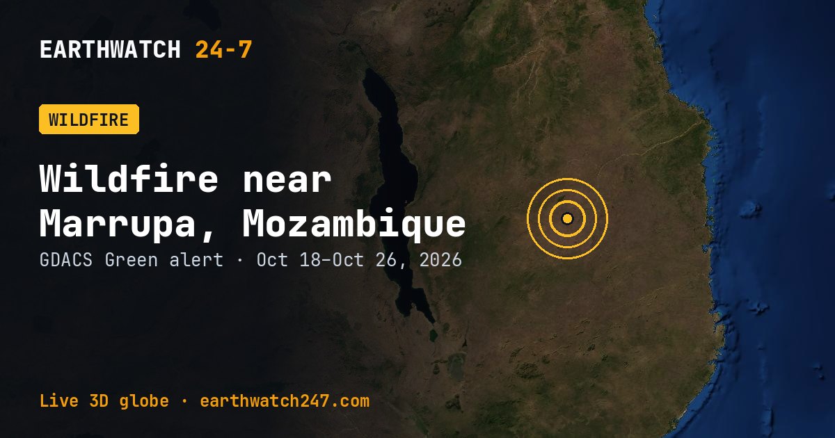 Map: Wildfire near Marrupa, Mozambique