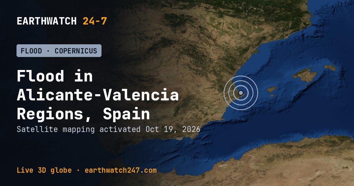 Map: Flood in Alicante-Valencia Regions, Spain