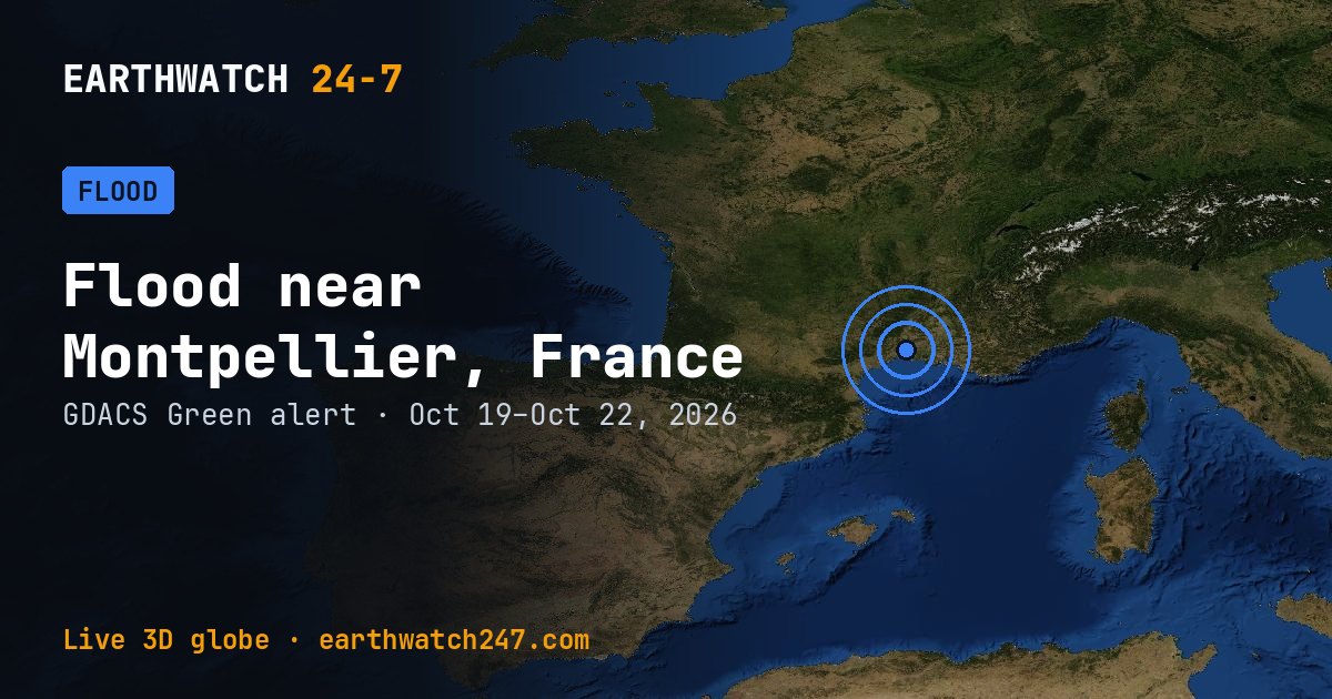 Map: Flood near Montpellier, France