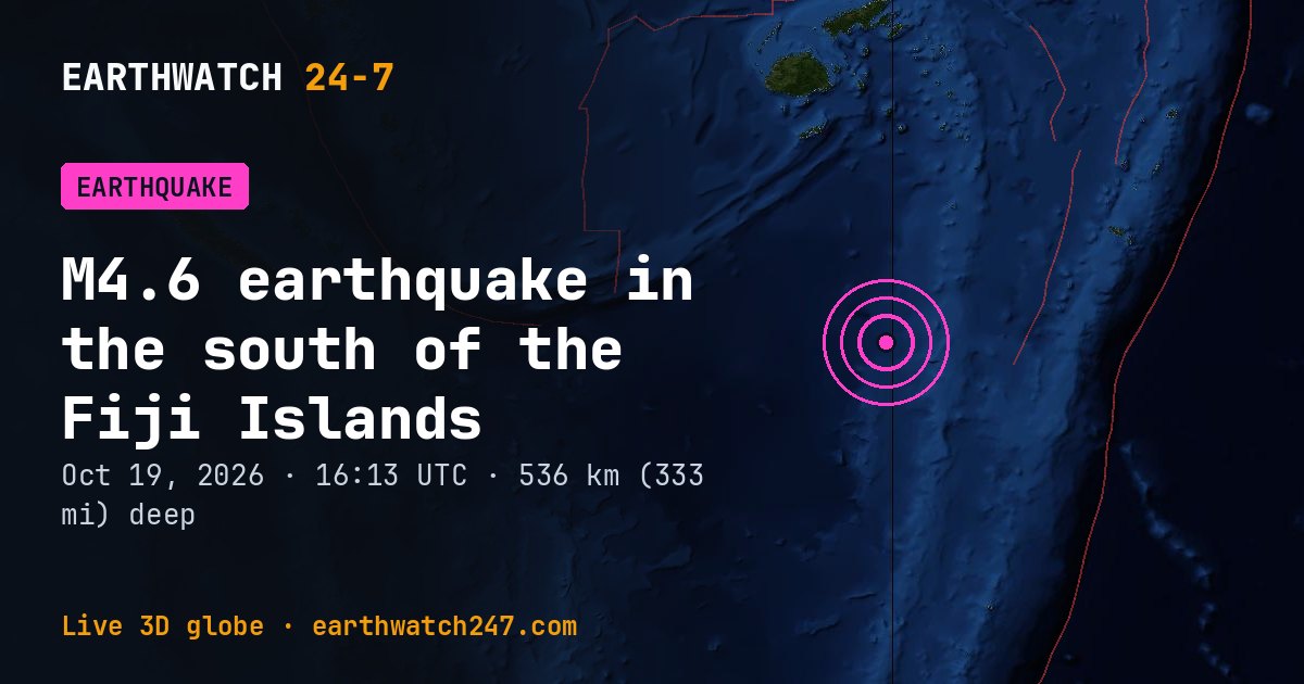 Map: the earthquake in the south of the Fiji Islands, with plate boundaries