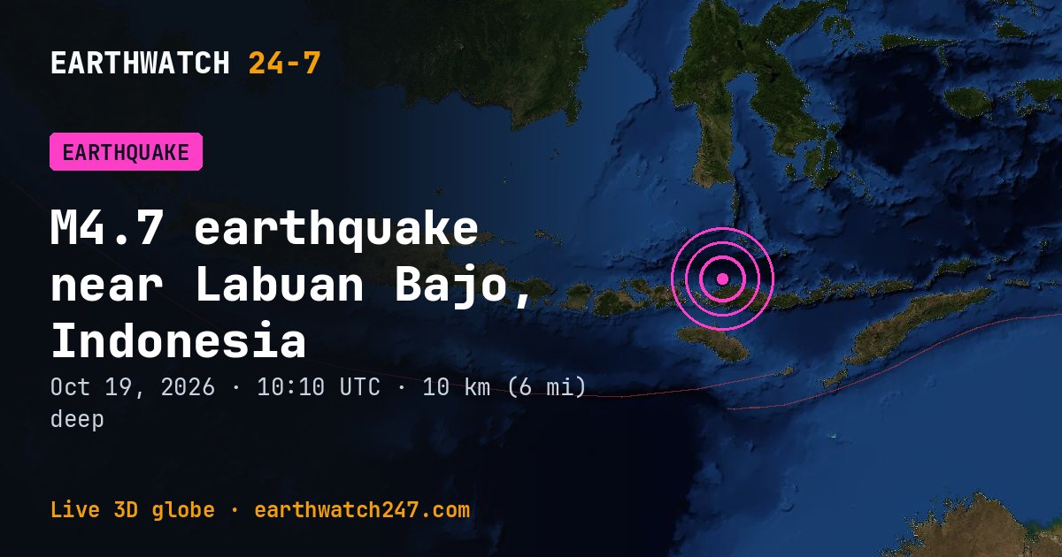 Map: the earthquake near Labuan Bajo, Indonesia, with plate boundaries