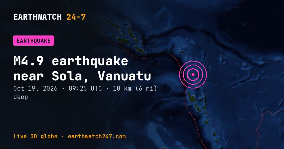 Map: the earthquake near Sola, Vanuatu, with plate boundaries