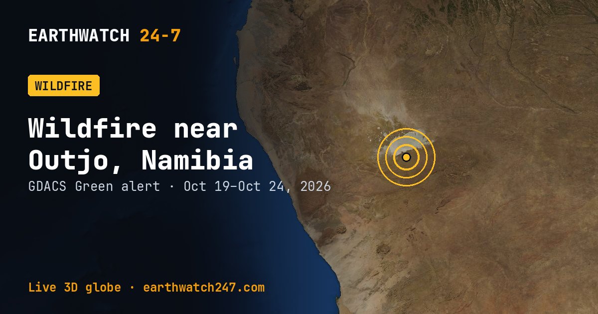Map: Wildfire near Outjo, Namibia
