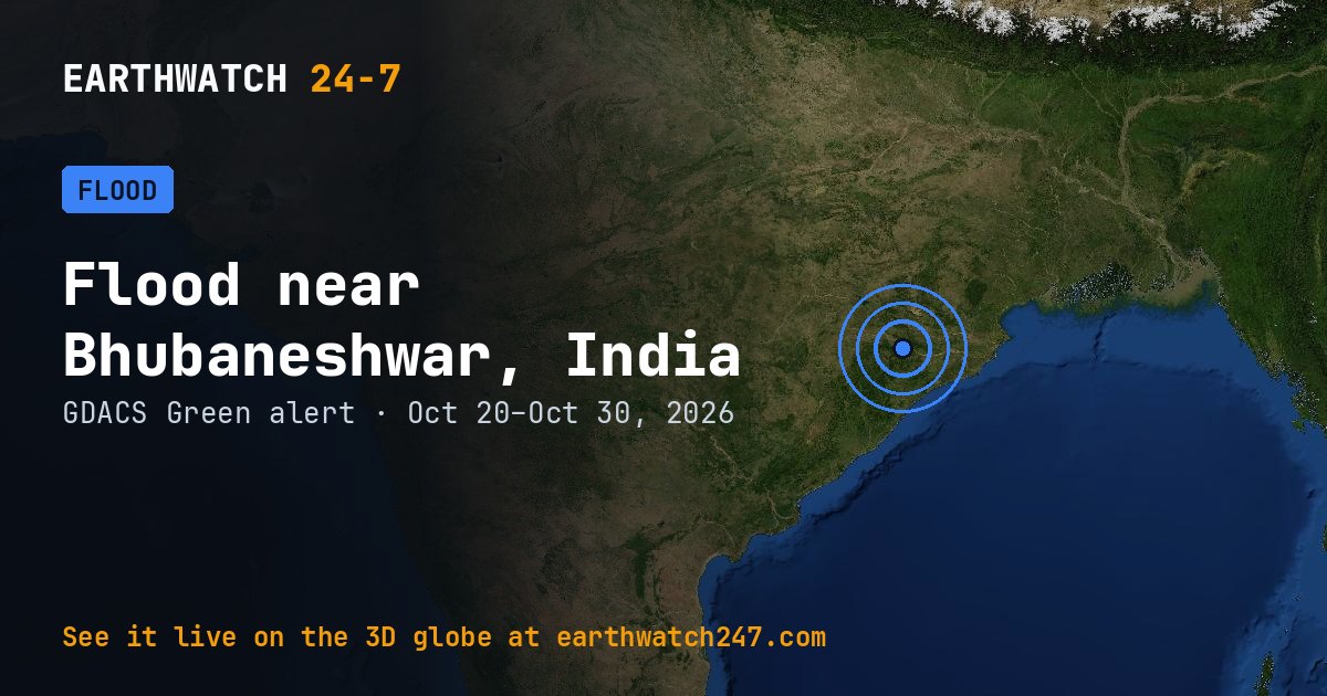 Map: Flood near Bhubaneshwar, India